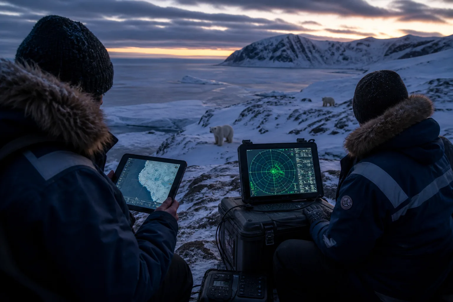 How AI affects polar bears: a polar bear on fragmented sea ice near a remote Arctic research camp