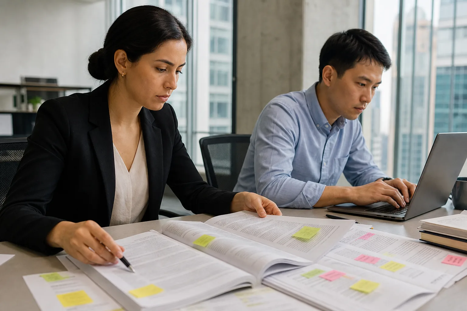 An HR analyst comparing occupation handbook pages with an engineering job description