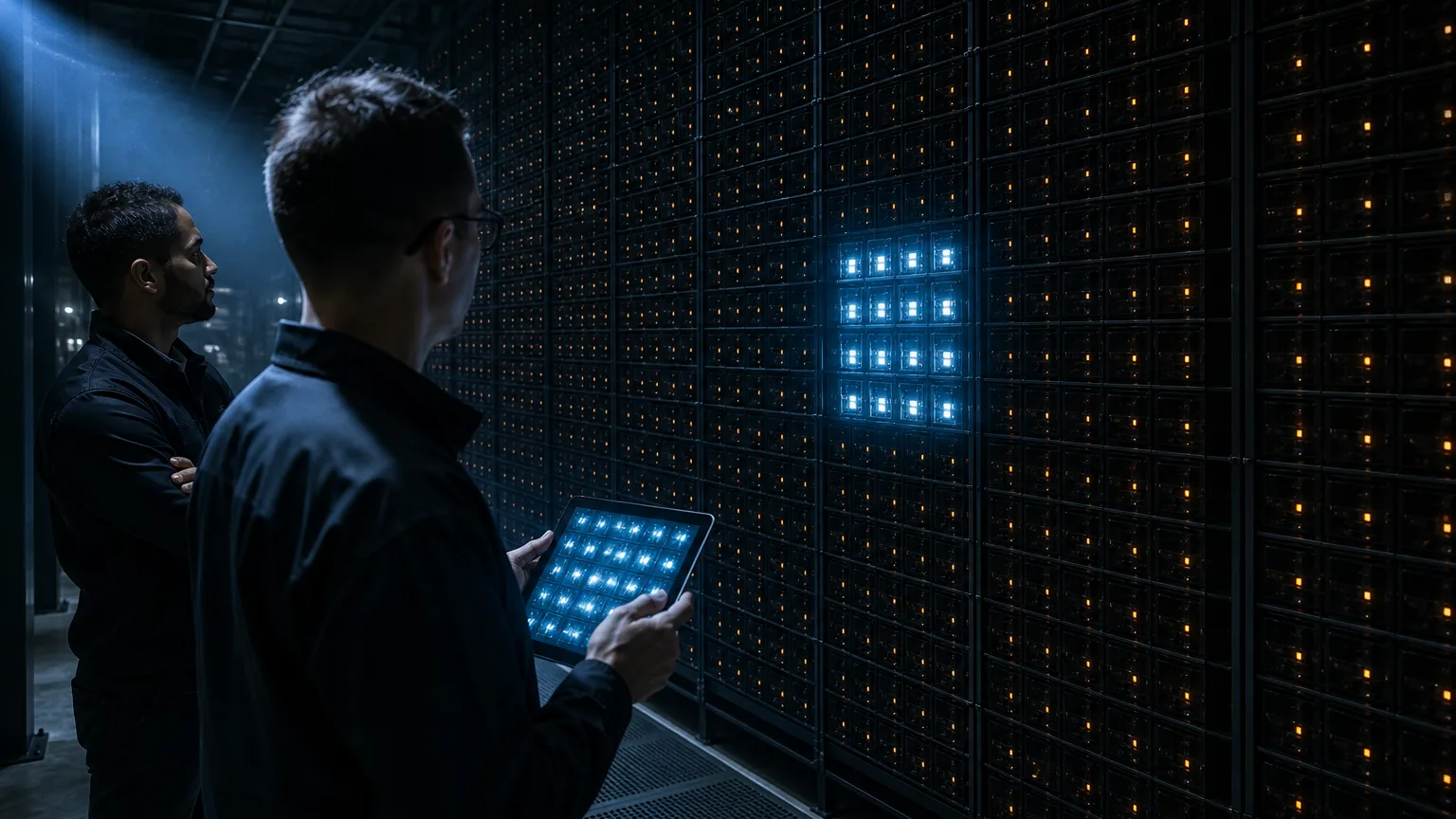 Diagram-like photo of a lab wall showing 16 active experts among hundreds of dormant nodes